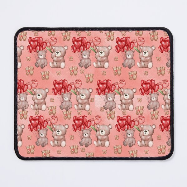 Item preview, Teddy Bear Valentine's Day Seamless Pattern on Red Watercolor Background Teddy Bear Holding the Red Balloons. designed and sold by Apkdesigner.