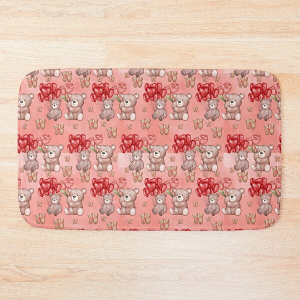 Item preview, Teddy Bear Valentine's Day Seamless Pattern on Red Watercolor Background Teddy Bear Holding the Red Balloons. designed and sold by Apkdesigner.