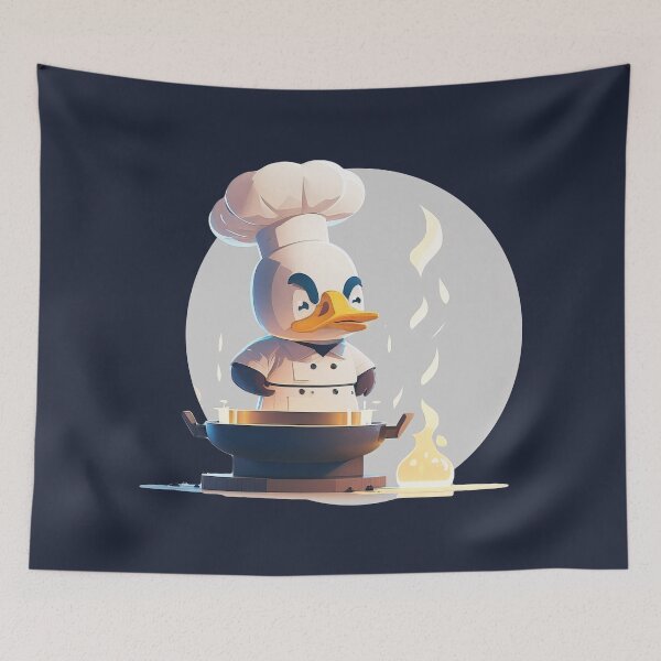 Item preview, Chef Duck Dressed in an Apron Cooking a Pot - Cartoon Animals designed and sold by quick-drops.