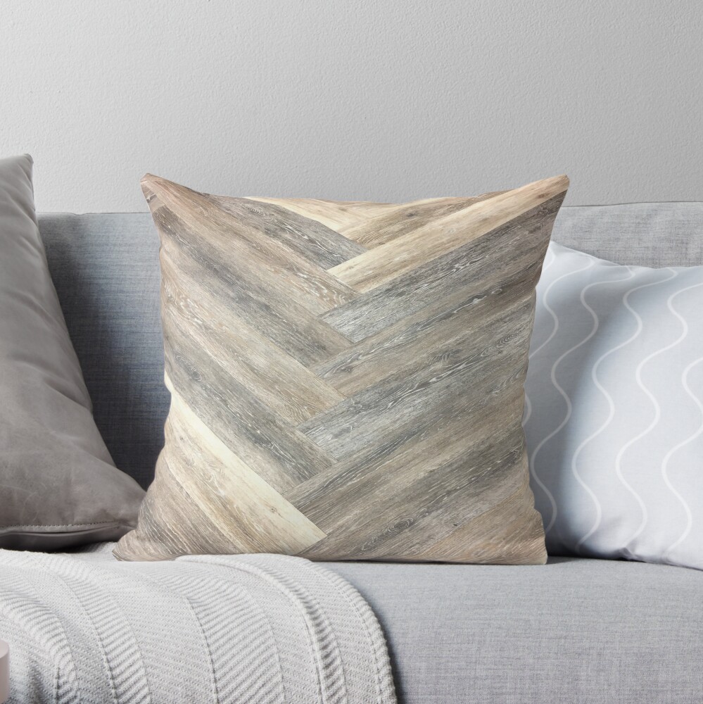 contemporary Caramel brown grey Beige farmhouse barn wood Throw Pillow