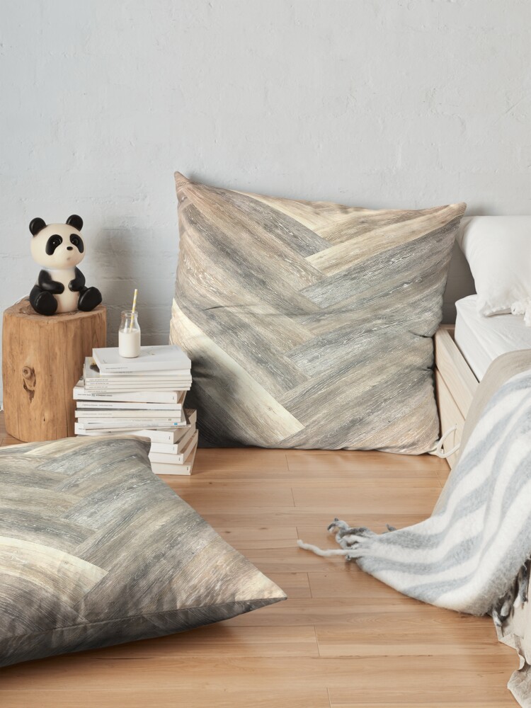 Alternate view of contemporary Caramel brown grey Beige farmhouse barn wood Floor Pillow