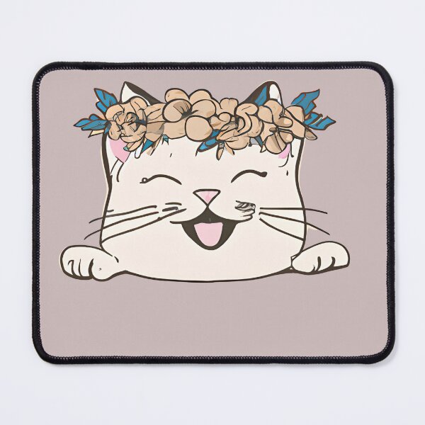 Item preview, Cute Cat Meow Smile with crown floral vintage designed and sold by BOHOVIN.
