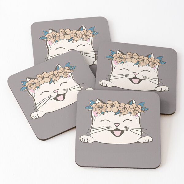 Item preview, Cute Cat Meow  Smile with crown floral vintage designed and sold by BOHOVIN.