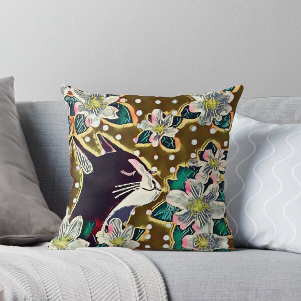 Item preview, Serene Cat in Jasmine Scent with Polka Dots Moss Green Black designed and sold by SpiritGifts.
