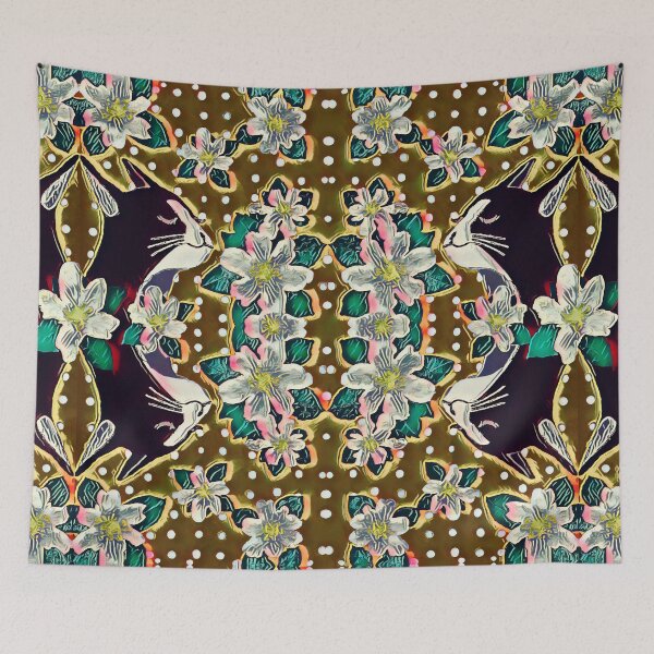Item preview, Serene Cat in Jasmine Scent with Polka Dots Moss Green Black designed and sold by SpiritGifts.