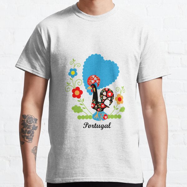 Rooster from Portugal with flowers Classic T-Shirt