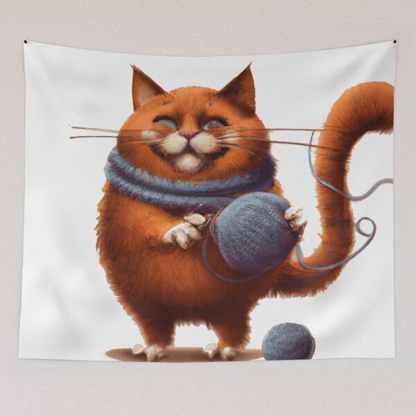 Item preview, Funny And Cute Cat With A Ball Of Wool designed and sold by Color-Me-Blue.