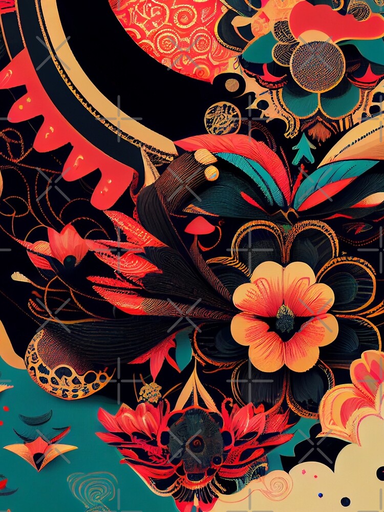 Aperçu 5 sur 5. Robe trapèze avec l'œuvre Surreal Abstract Asian Pattern Digital Painting créée et vendue par CodeAndColors.