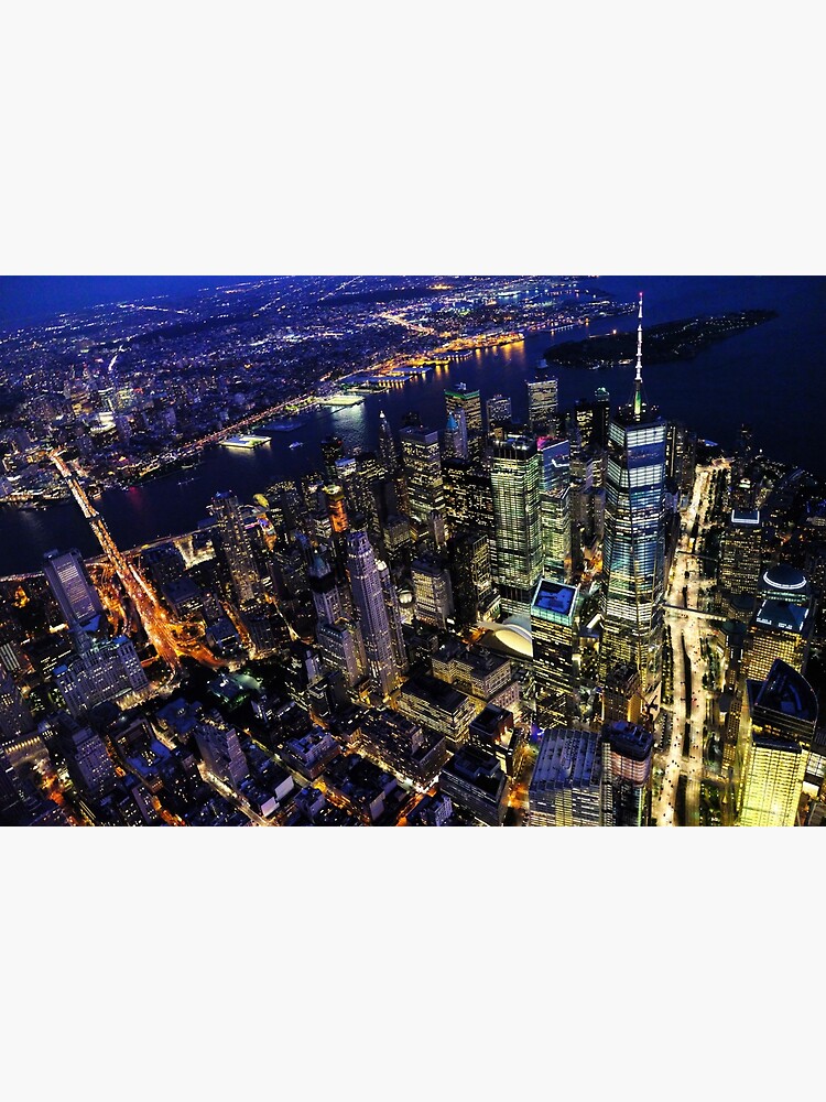 New York City Manhattan Usa Cityscape Aerial View At Spectacular Night Postcard By Productpics Redbubble