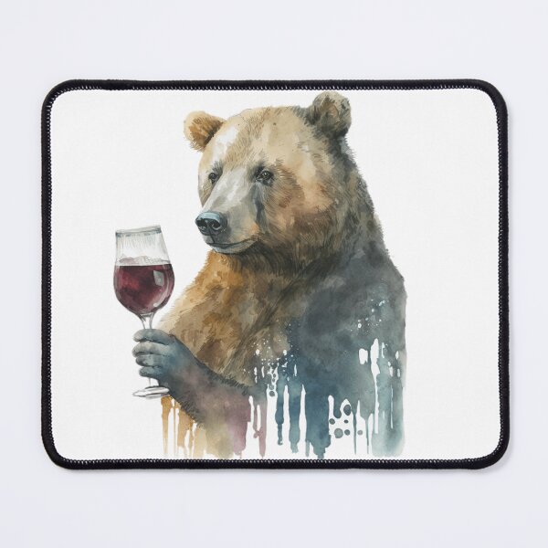 Item preview, Bear drinks wine funny humorous logo designed and sold by FreewayPrint.