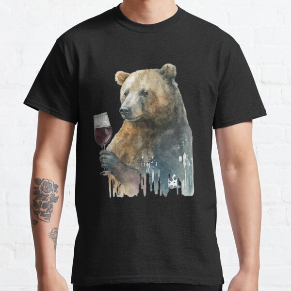 Item preview, Bear drinks wine funny humorous logo designed and sold by FreewayPrint.