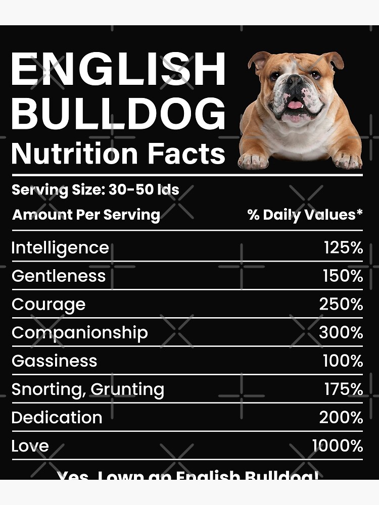 English Bulldog Nutrition Facts Funny Bulldog Mama