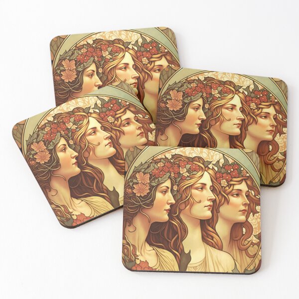Item preview, Three Autumn Sisters - Art Nouveau designed and sold by ArtNouveauChic.