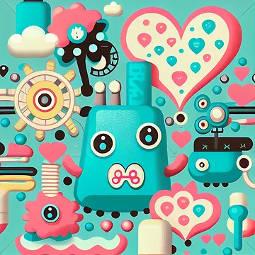 Vorschaubild zum Design Extreme Kawaii Fluid Industrial Pattern Digital Painting von CodeAndColors