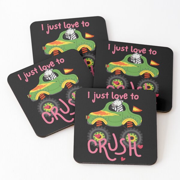 Item preview, Kids I Crush Hearts Monster Truck Toddler Boys Valentines| Kids Valentines Day Monster Truck Boys Toddler I just love to crush| Zebra riding monster truck designed and sold by droolingdreams.