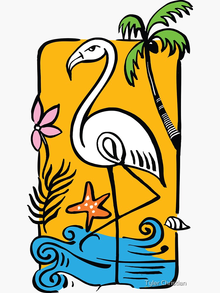 palm tree and flamingo svg