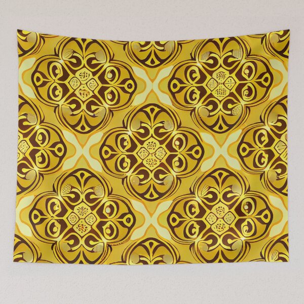 Item preview, Kawaii Luxury Yellow New Traditional Pattern Digital Painting designed and sold by CodeAndColors.