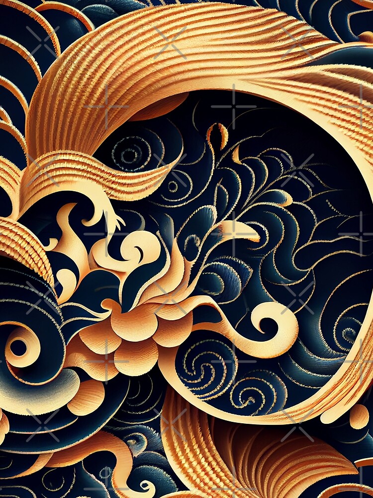 Thumbnail 3 von 3, Tuch, Flowing Asian Pattern Digital Painting designt und verkauft von CodeAndColors.