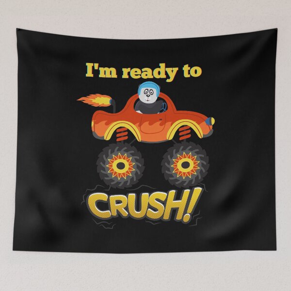 Item preview,  Kids I Crush Hearts Monster Truck Toddler Boys Valentines| Kids Valentines Day Monster Truck Boys Toddler I'm ready to crush| Panda riding monster truck designed and sold by droolingdreams.