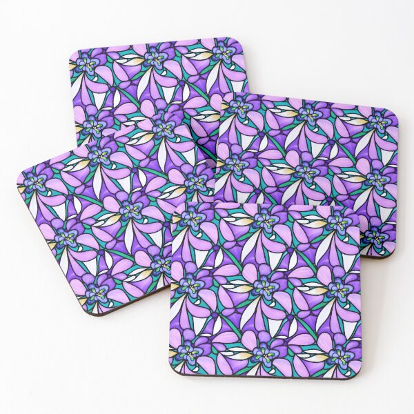 Item preview, Violet Orchid Flower Abstract Art - Stained Glass  designed and sold by Artilize.