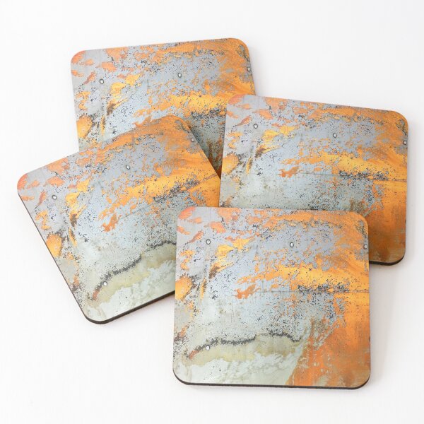 Item preview, abstract industrial grunge grey and yellow rusted metal designed and sold by LEILA ART SPACE.