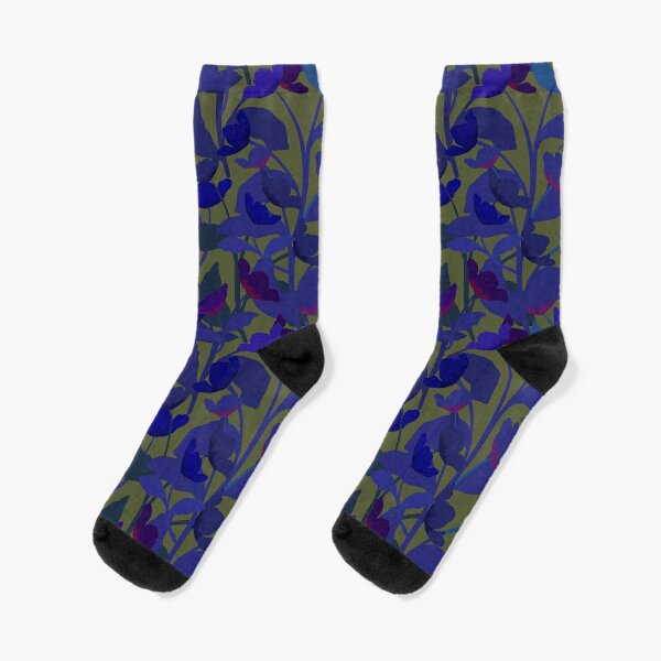 Twilight Wildflowers, Olive Socks