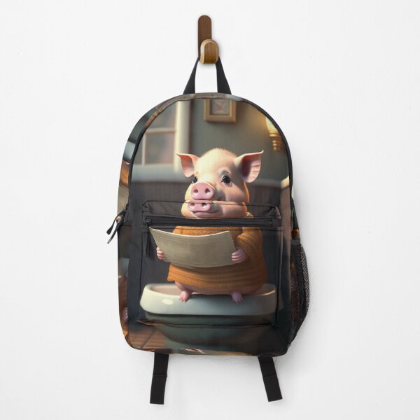 Item preview, Pig in the bathroom, pig reading newspaper art, bathroom wall art, bathroom kids art, bathroom decor, bathroom wall decor, animal art, toilet designed and sold by Christian Biluan.