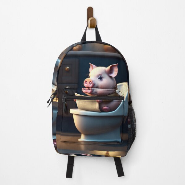 Item preview, Pig in the bathroom, pig modern art, bathroom wall art, bathroom kids art, bathroom decor, bathroom wall decor, animal art, toilet designed and sold by Christian Biluan.