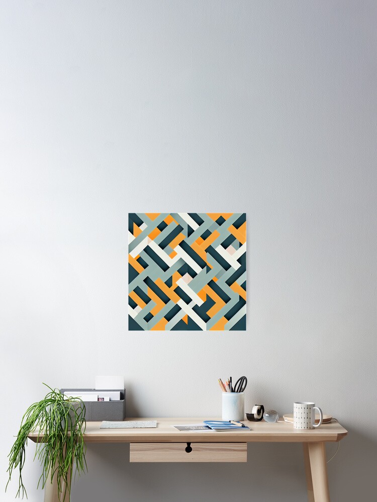 Thumbnail 2 of 3, Poster, Abstract Minimal Basic Latin Pattern Digital Painting designed and sold by CodeAndColors.