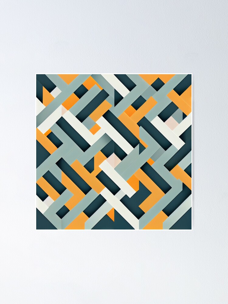 Thumbnail 1 of 3, Poster, Abstract Minimal Basic Latin Pattern Digital Painting designed and sold by CodeAndColors.