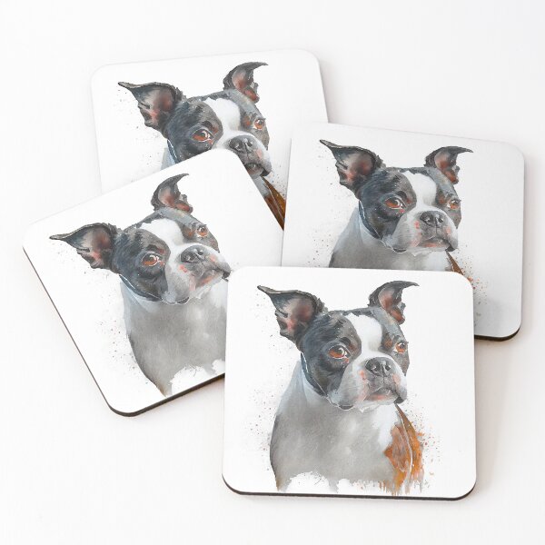 Item preview, Watercolor Painting of Boston Terrier Small Dog Breed designed and sold by Nalaxation.