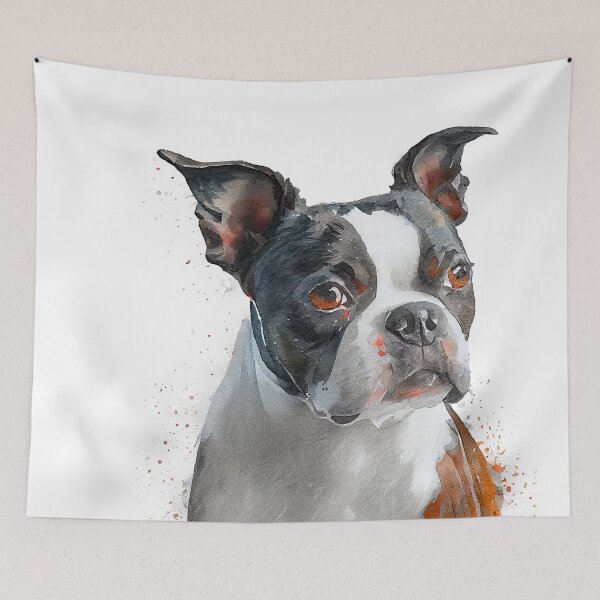 Artikelvorschau, Watercolor Painting of Boston Terrier Small Dog Breed entworfen und verkauft von Nalaxation.