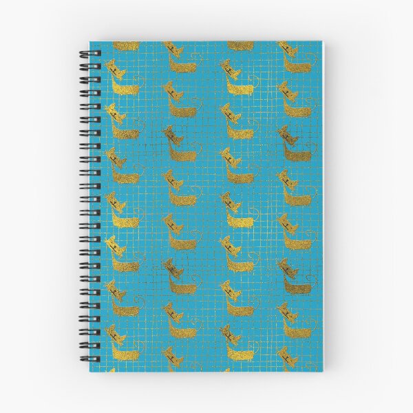 Item preview, Cute whimsical Gold Cat Pattern On teal designed and sold by k9printart.