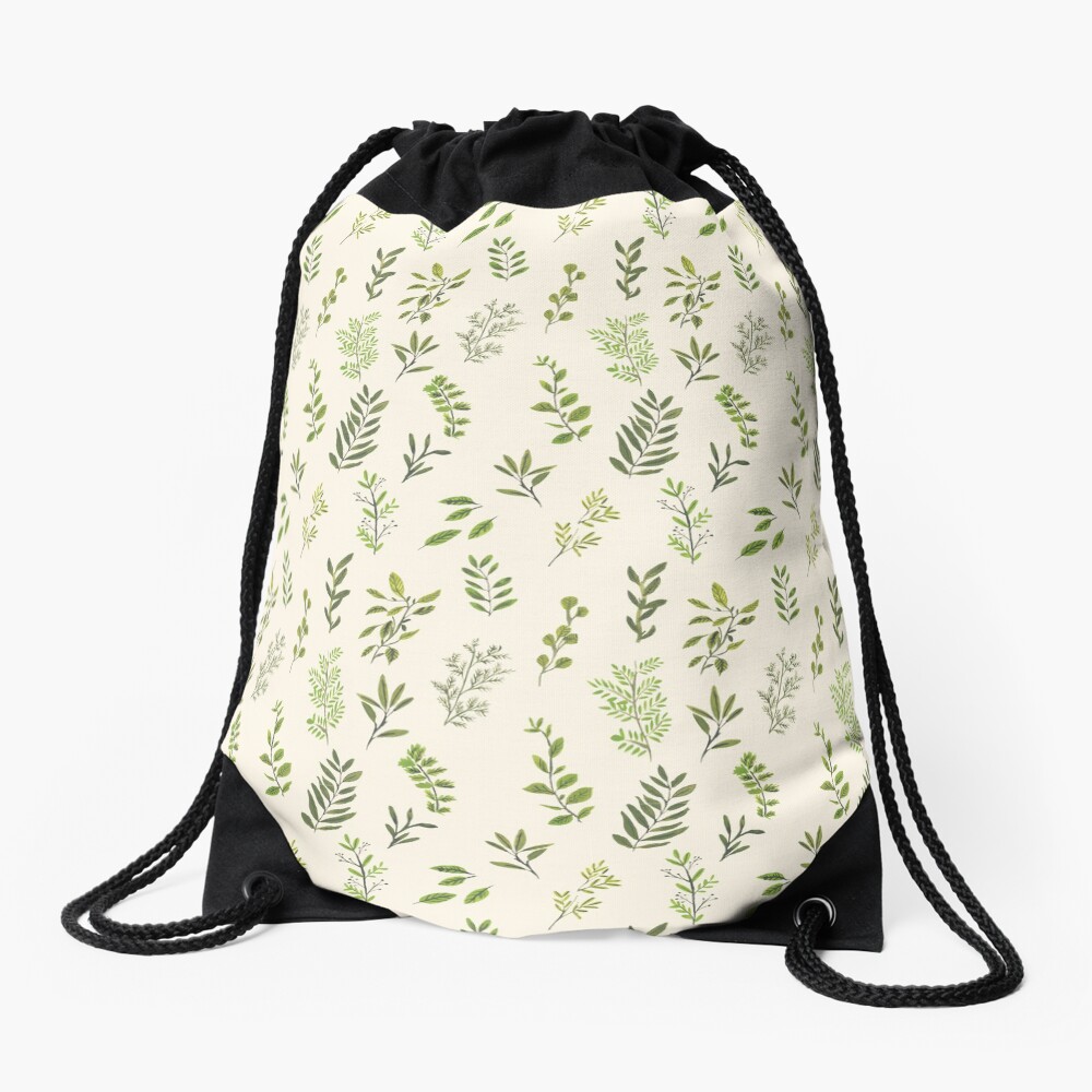 Leaf Pattern Drawstring Bag