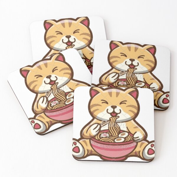 Item preview, Kawaii Cat Eating Ramen Noodles Japanese Food Anime  designed and sold by MetooStore  ⭐⭐⭐⭐⭐.