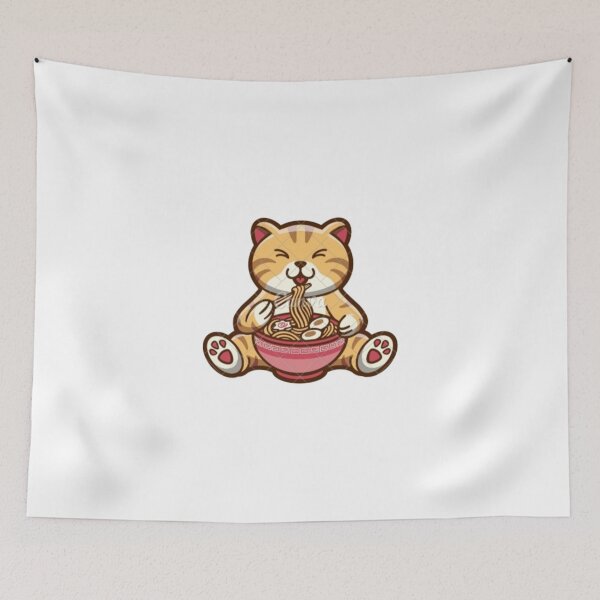Item preview, Kawaii Cat Eating Ramen Noodles Japanese Food Anime  designed and sold by MetooStore  ⭐⭐⭐⭐⭐.