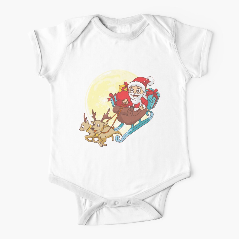 Santa Claus and Gifts Baby Tops T Shirt Unisex Cute Merry Christmas Cotton Baby Toddler Short Sleeve Tees