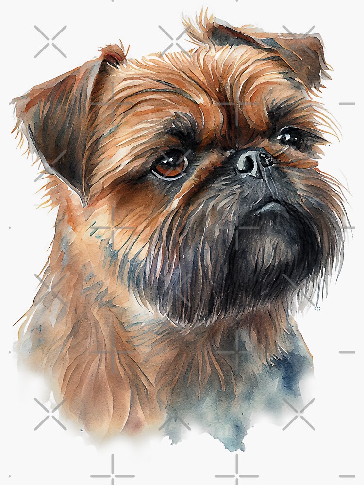 Watercolor Painting of Brussels Griffon Small Dog Breed