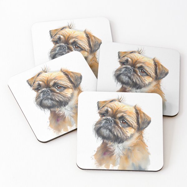 Item preview, Watercolor Painting of Brussels Griffon 2 Small Dog Breed designed and sold by Nalaxation.