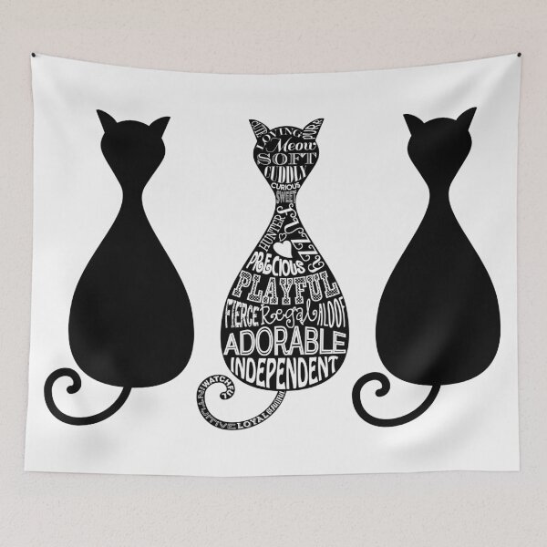 Item preview, Black and White Cat - Minimalist Mid Century Modern Silhouette designed and sold by Elsy's Art.