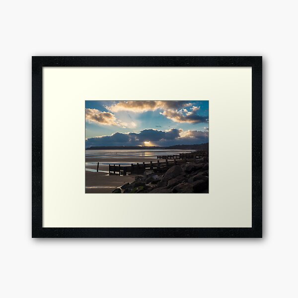 Amroth Beach Sunset in Winter. Framed Art Print