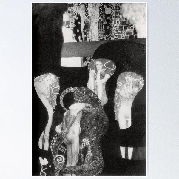 Aperçu de l'œuvre La Jurisprudence de Gustav Klimt (1907) créée et vendue par BossyCatHome.