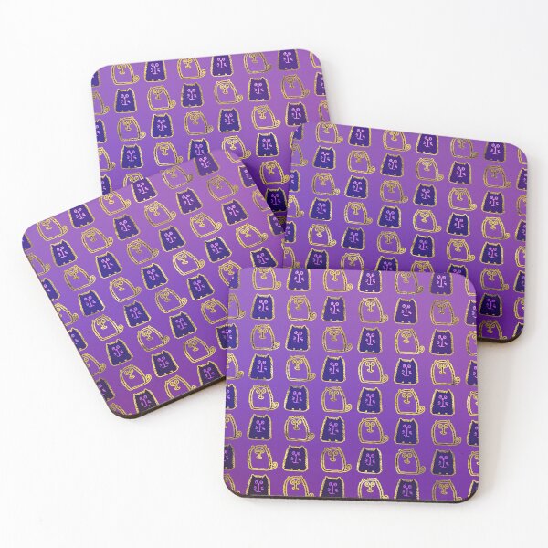 Item preview, Cute whimsical Gold and purple Cat Pattern designed and sold by k9printart.