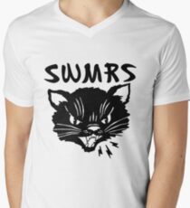 swmrs Logo Katze T-Shirt mit V-Ausschnitt