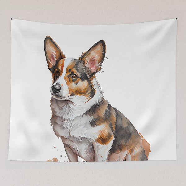 Artikelvorschau, Watercolor Painting of Cardigan Welsh Corgi Small Dog Breed 2 entworfen und verkauft von Nalaxation.