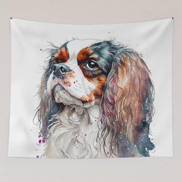 Aperçu de l'œuvre Watercolor Painting of Cavalier King Charles Spanielr Small Dog Breed créée et vendue par Nalaxation.