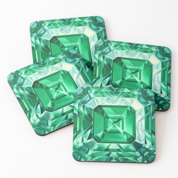 Item preview, Emerald Gemstone Painting. Gem Print. Handpainted Crystal Art designed and sold by AmberSunArt.
