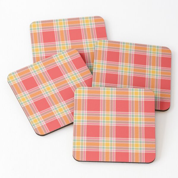 Item preview, Vintage 70'S plaid coral yellow light green pink background designed and sold by UnaWu533.