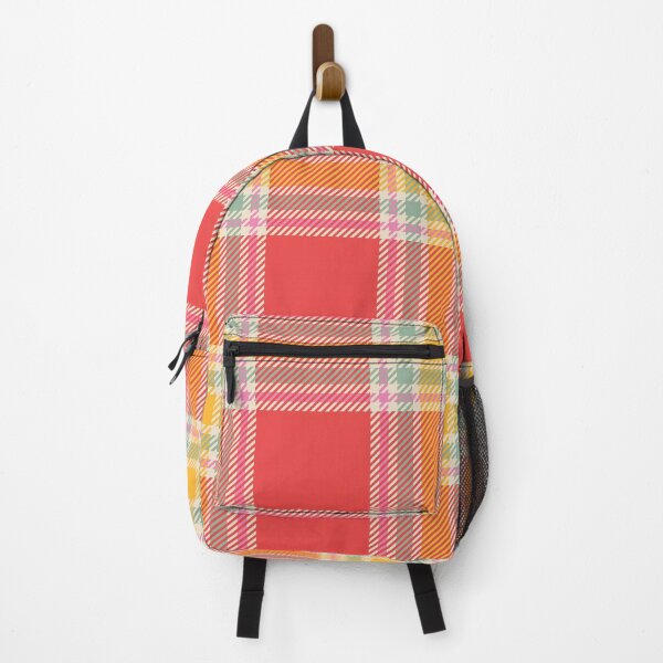 Item preview, Vintage 70'S plaid coral yellow light green pink background designed and sold by UnaWu533.