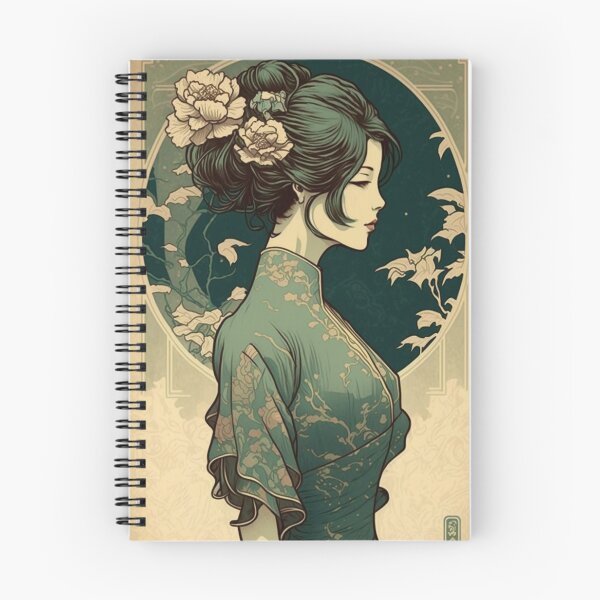 Item preview, Chinese Beauty in Emerald designed and sold by ArtNouveauChic.